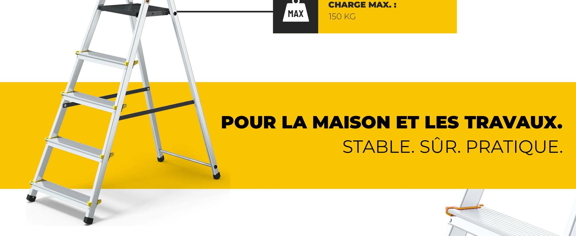 Drabest | échelle pliante - 5 marches, charge max. 150kg - échelle en aluminium, escabeau, pieds antidérapants, échelle