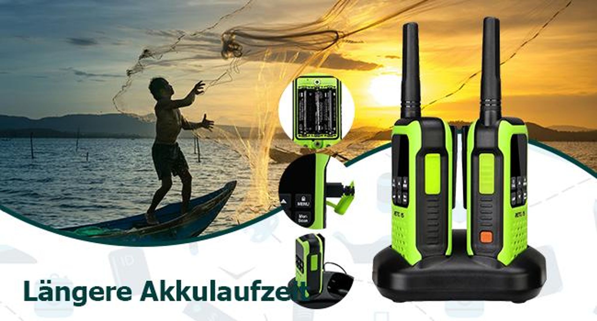 Retevis RT649P Walkie Talkie, IP67 Wasserdicht, 1200 mAh Aufladbar PMR Funkgerät, SOS-Alarm Walkie Talkie 4er Set zum Kajakfahren, Surfen, Angeln