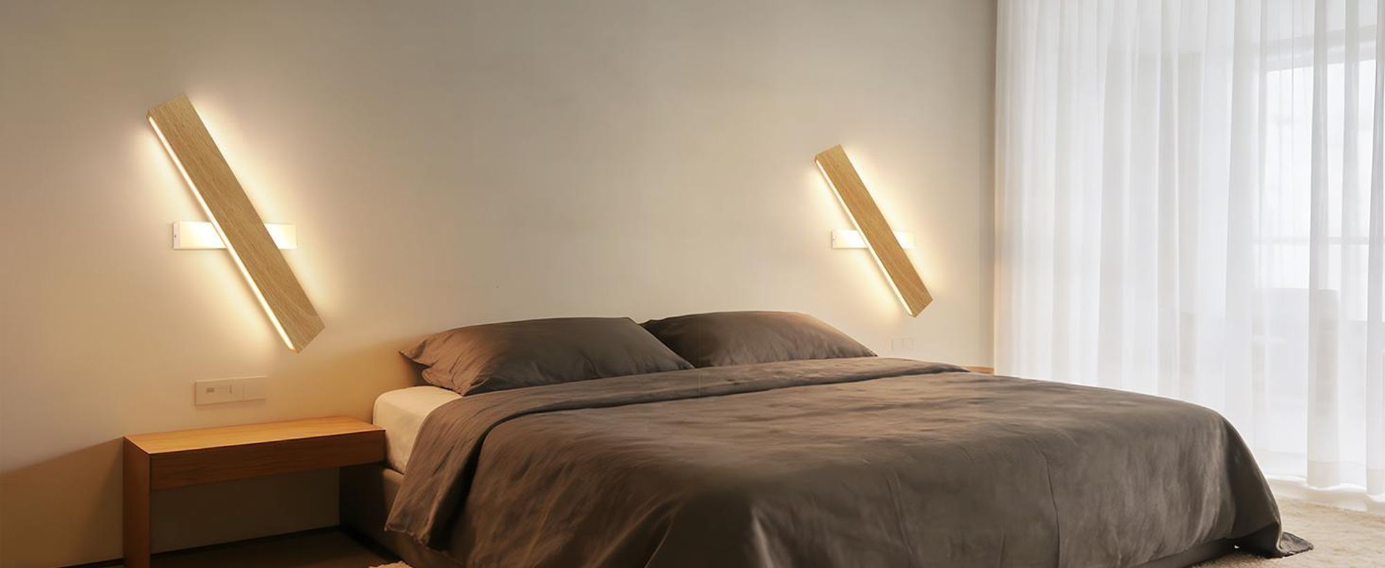 ZMH LED Applique murale intérieure - 52CM Bois Moderne Lampe de couloir Up et Down Design 17W Lampe de cage d'escalier Indirecte 3000K Blanc chaud Eclairage mural