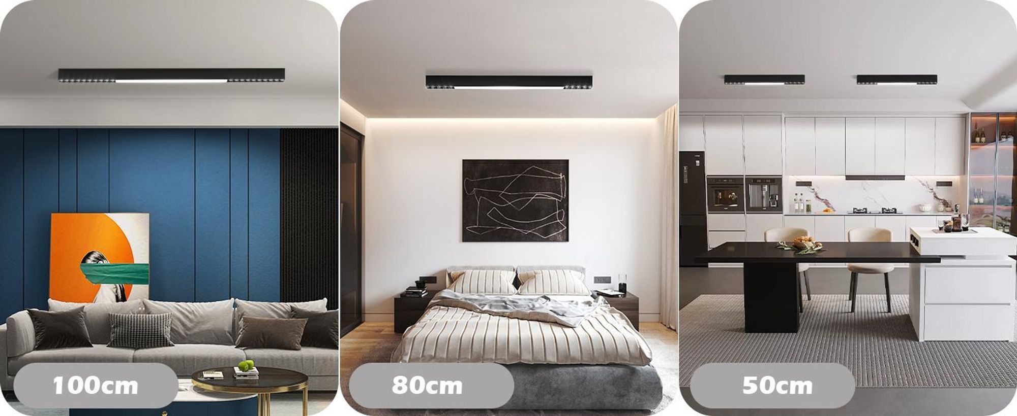 ZMH Stropní svítidlo LED stropní světlo černé 32W 107CM dlouhé moderní stmívatelné s dálkovým ovládáním Stropní osvětlení pro obývací pokoj kuchyň kancelář ložnice