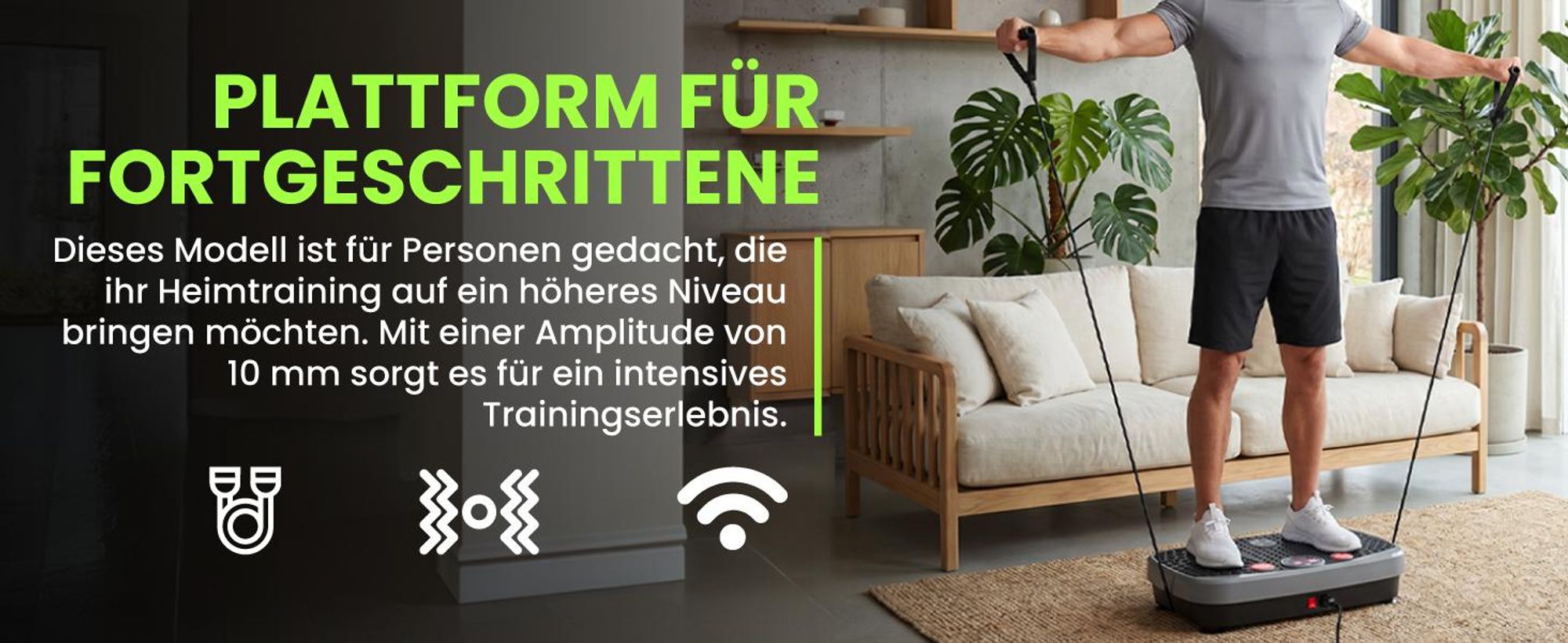 Vibrationsplatte 150W Lautsprechern Fernbedienung Trainingsbändern 5 Automatikprogrammen bis 150 kg
