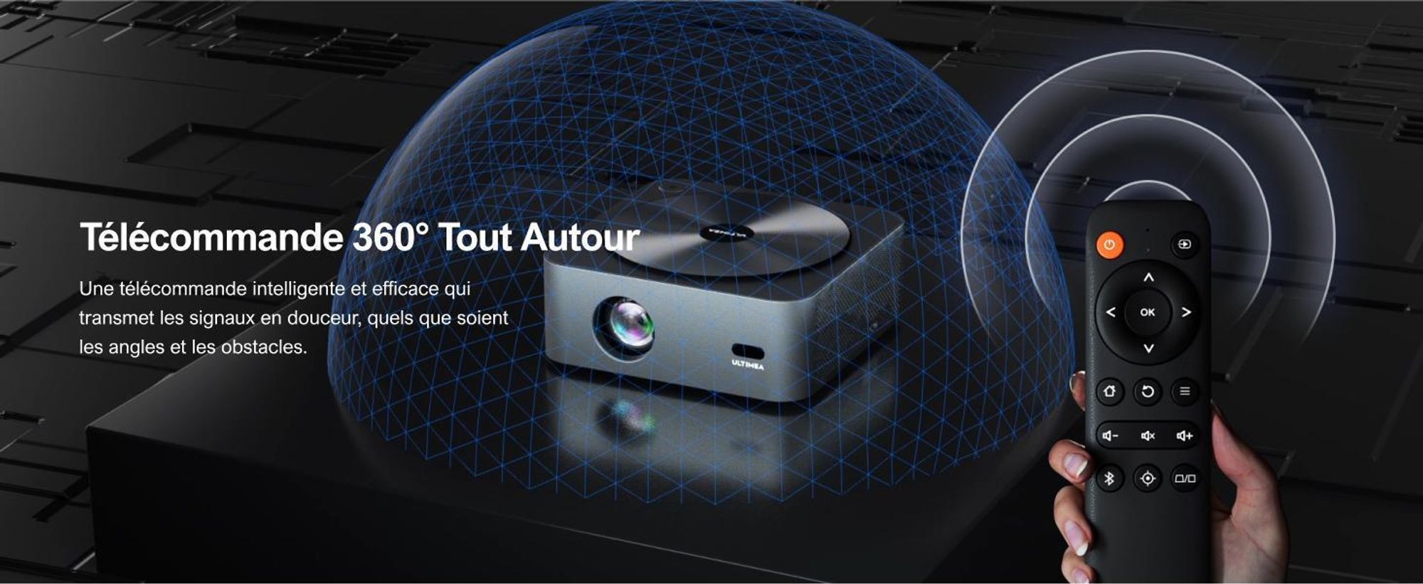Projecteur ULTIMEA 1080P version mise à jour avec prévention des obstacles, 700 ANSI lumens, 15000:1, orientation intelligente de l'écran, Apollo-P40