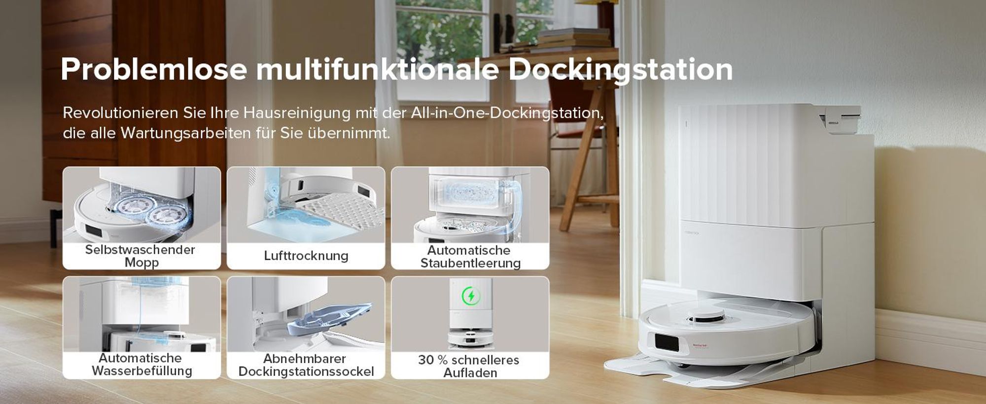 Roborock QV 35A Staubsauger Roboter 8.000pa(Upgrade von Qrevo/Qrevo Plus),Anti-Verfilzungs-Seitenbürste, PreciSense LiDAR, All-in-One Dock, Weiß