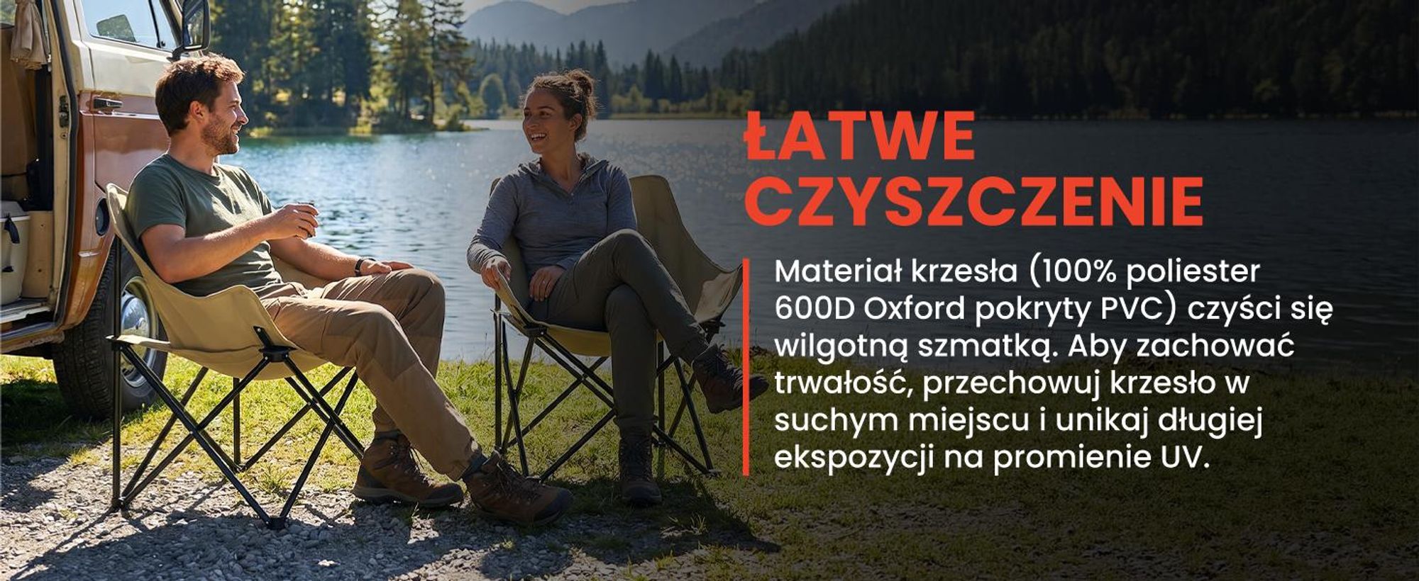 Krzesło turystyczne kempingowe beżowe z uchwytem na butelkę i podłokietnikami