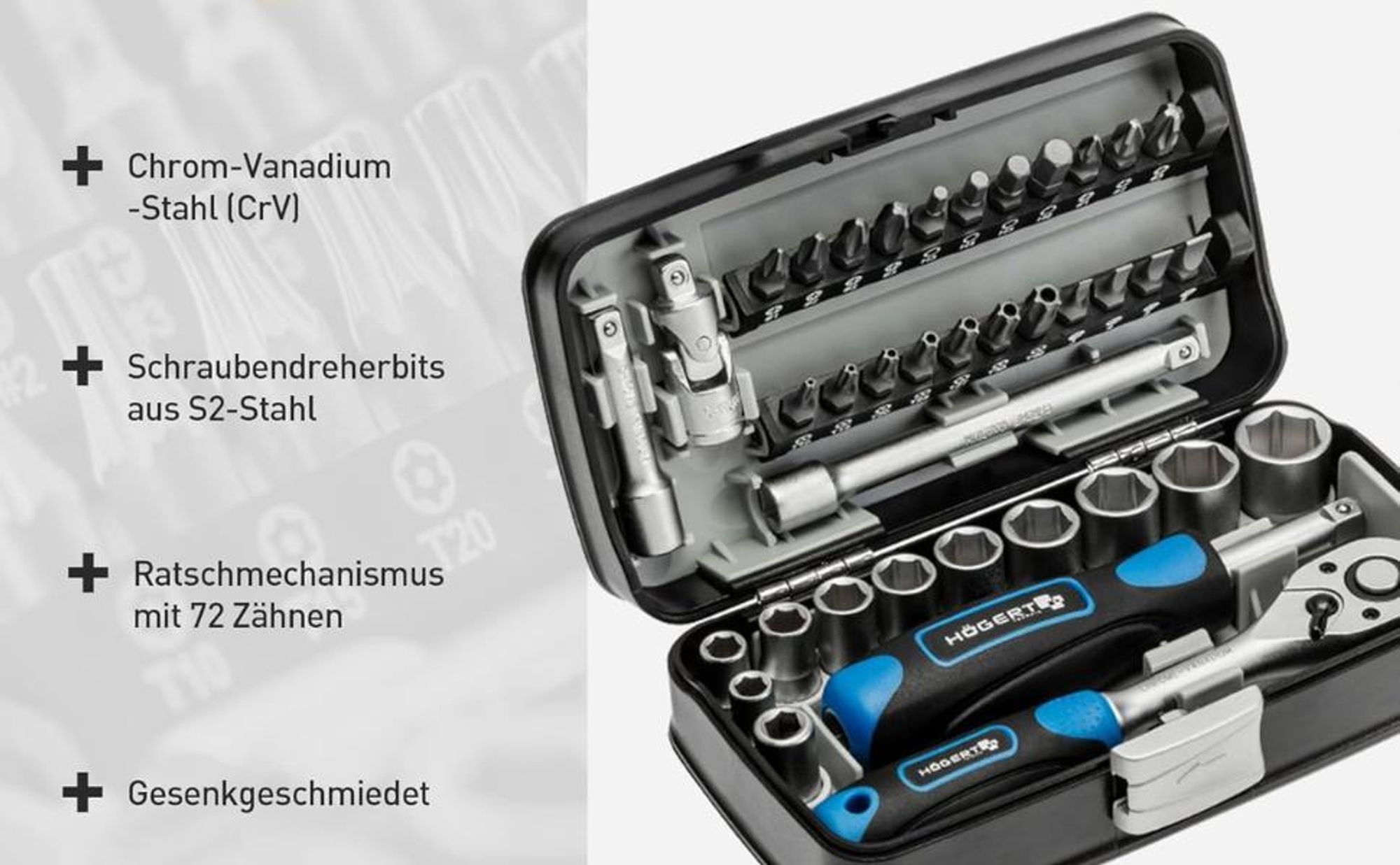 Werkzeugsatz - professionell handlich 38 Stück Steckschlüssel Bits