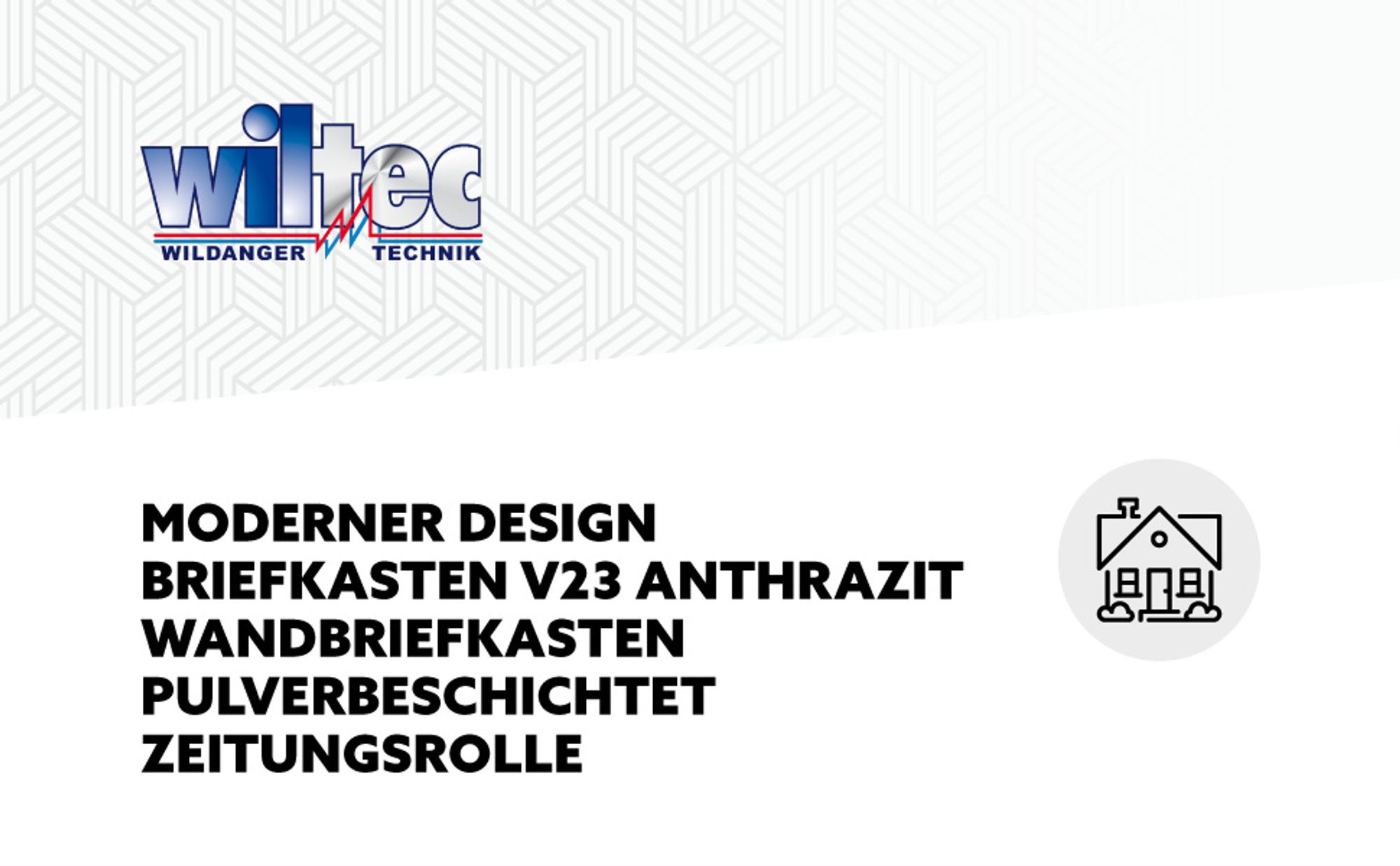 Wiltec Designer Briefkasten V23 anthrazit 370 x 102 x 370 mm, Wandbriefkasten mit Schloss und Zeitungsrolle, Postkasten aus pulverbeschichtetem Stahl