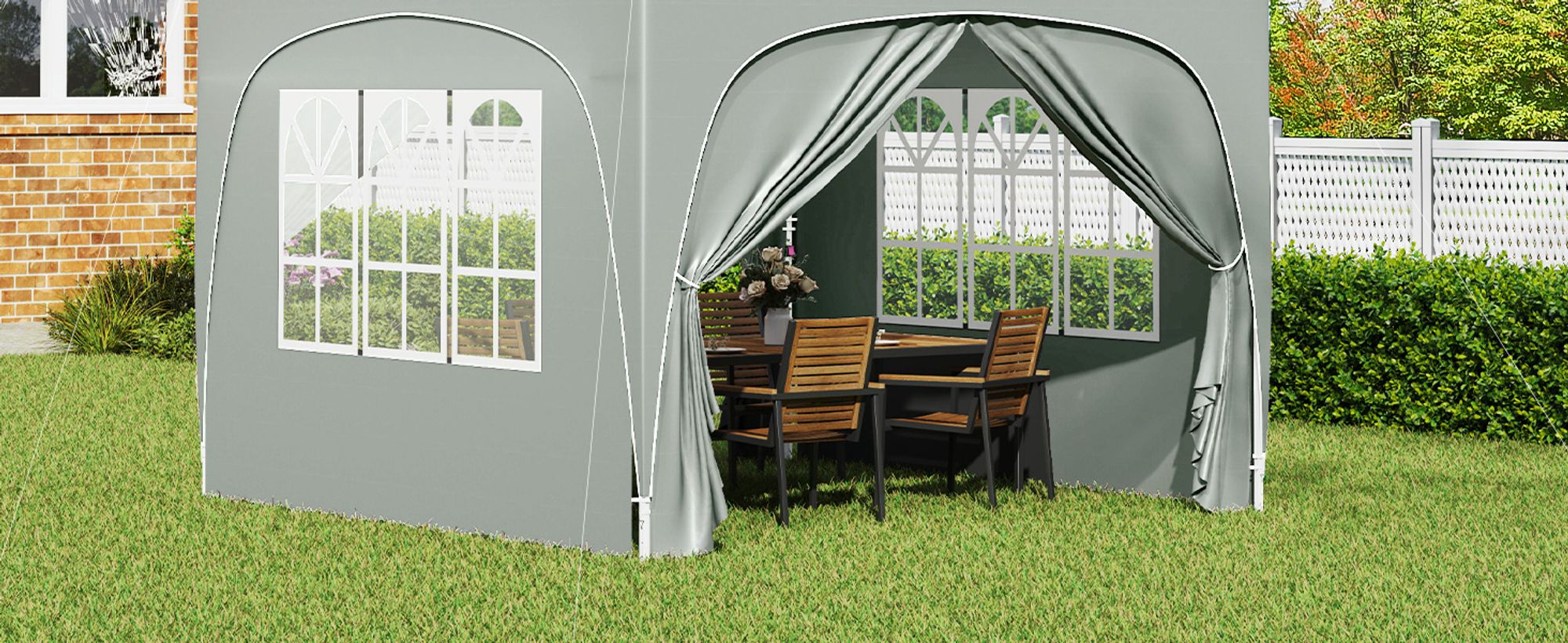 Outsunny Pavillon 3x3m wasserabweisend Stabil Winterfest Pop-up Faltpavillon