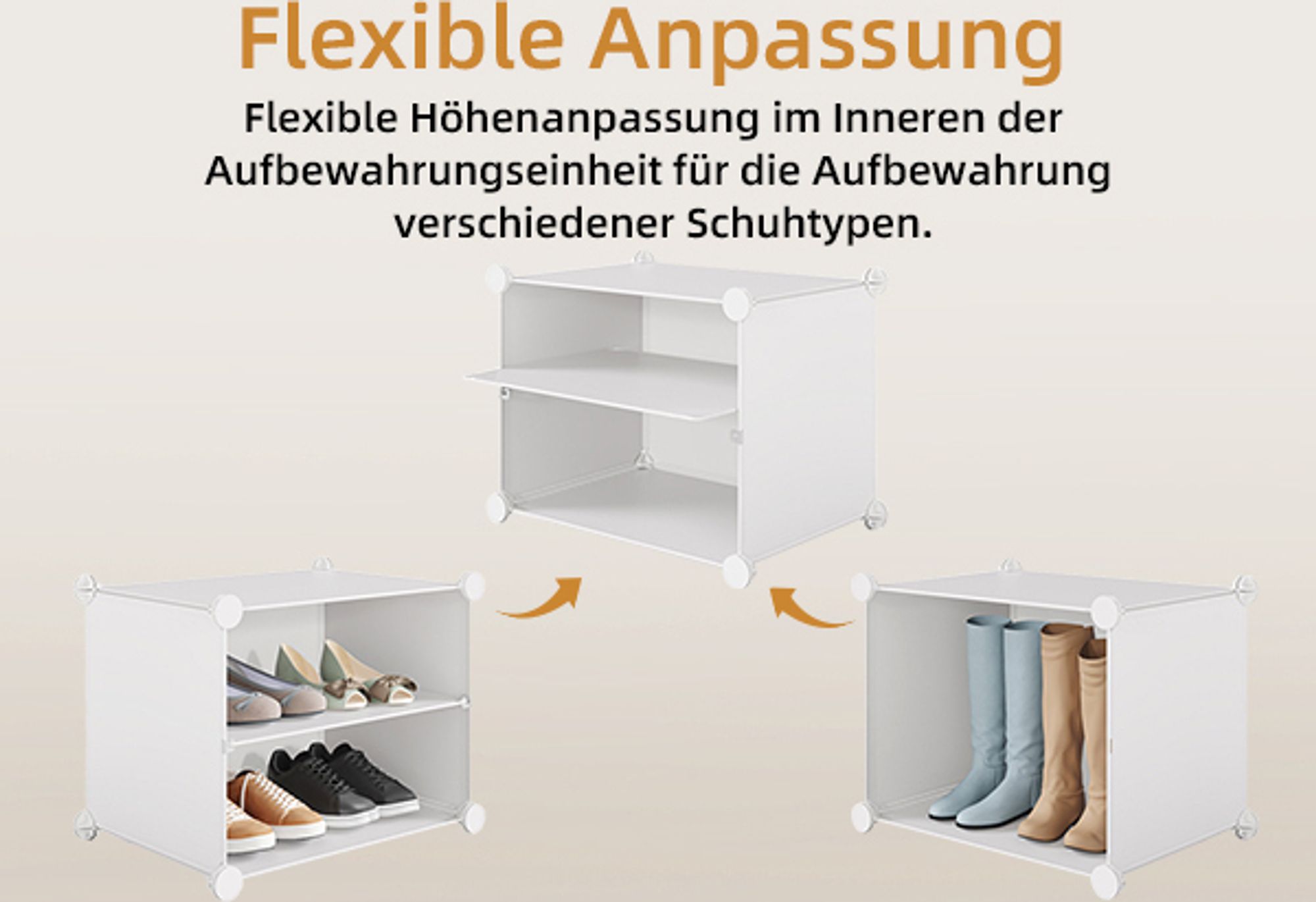 Mondeer DIY Schuhschrank 3x7 Stufiger Kunststoff-Schuhregal Modular Schuhaufbewahrung mit Tür für 42 Paar Schuhe Platzsparend für Flur Weiß