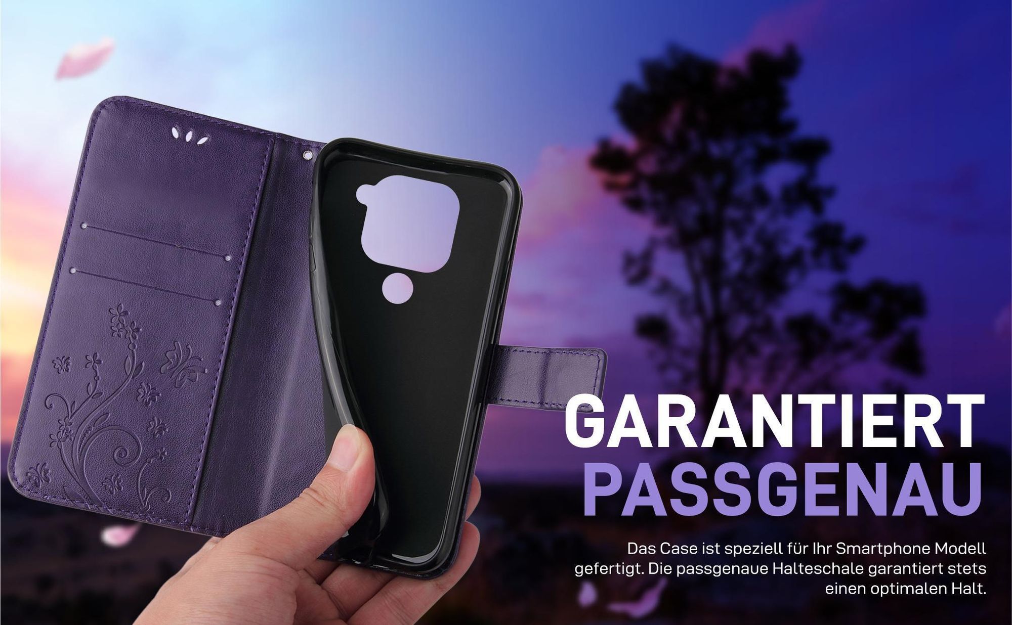 Violette Klapphülle für Xiaomi Redmi Note 9 mit präziser Passform und sicherem Halt