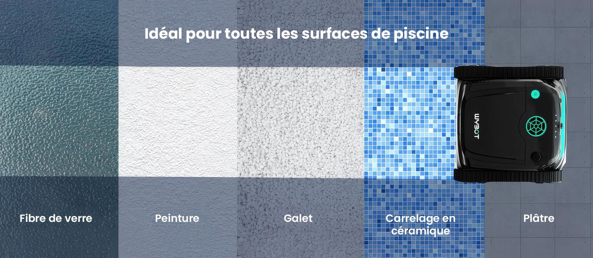 WYBOT S2 Vision : robot de piscine sans fil doté d'une caméra IA intégrée, avec une autonomie de 210 minutes et 8 modes de nettoyage différents