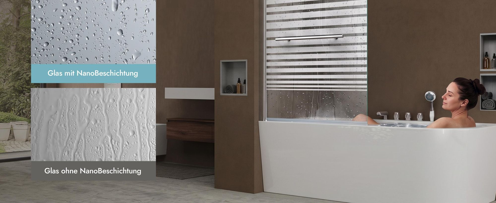 doporro Duschwand für Badewanne Badewannenaufsatz 90x140cm Duschabtrennung 6mm ESG-Sicherheitsglas teilsatiniert inkl. NANO Badewannenfaltwand