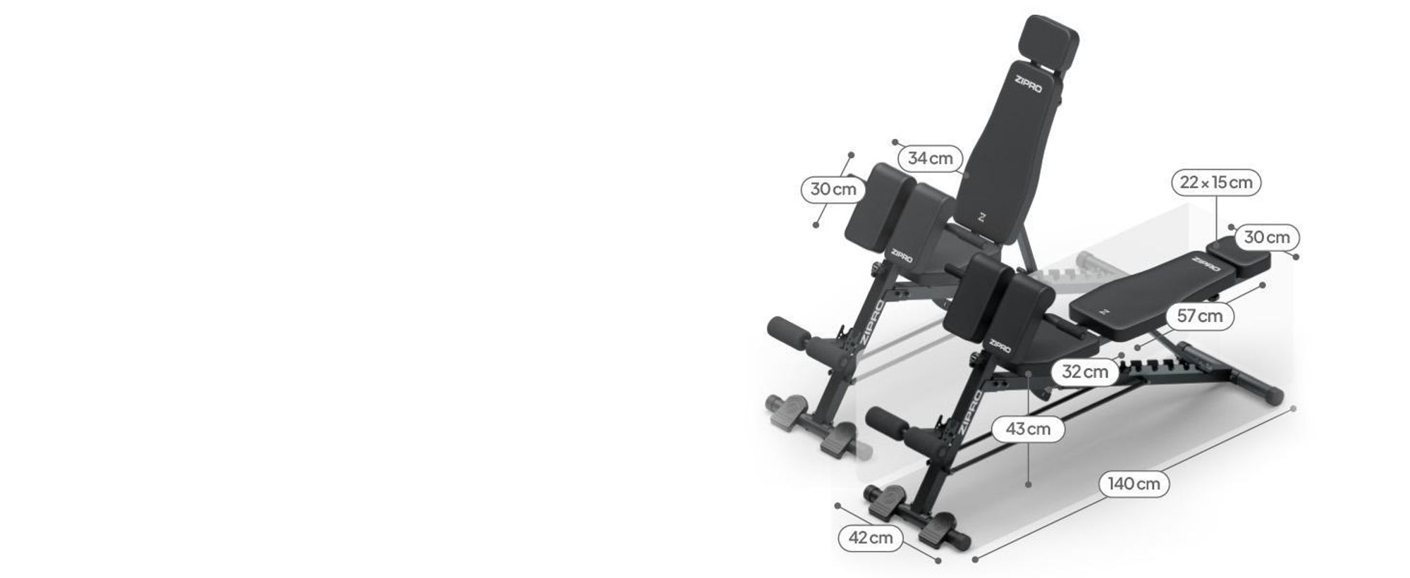 ZIPRO Core Control – nastavitelné posilovací lavice: lavice pro bicepsové zdvihy, římská lavice, lavice pro posilování zad, negativní lavice, plochá lavice, multifunkční posilovací stanice, nosnost 270 kg, robustní fitness lavice