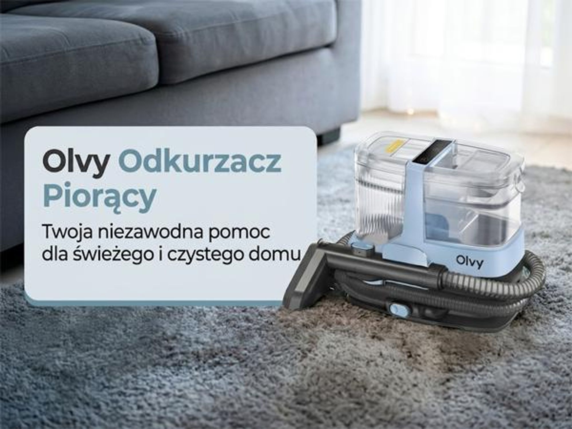 Odkurzacz piorący do dywanów Olvy 17 000 PA - Wydajny odkurzacz na mokro do sof, samochodów i dywanów z akcesoriami i środkiem czyszczącym