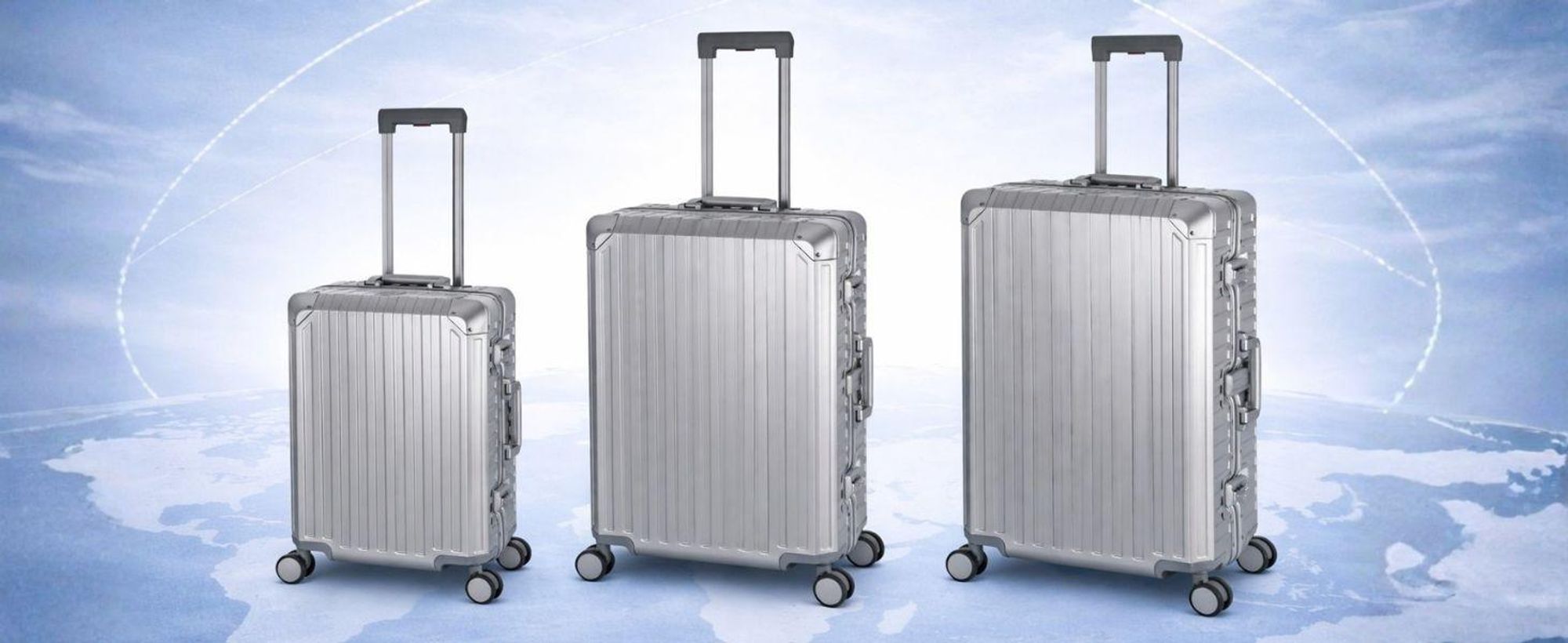 robuster Aluminium Koffer mit Doppelrollen