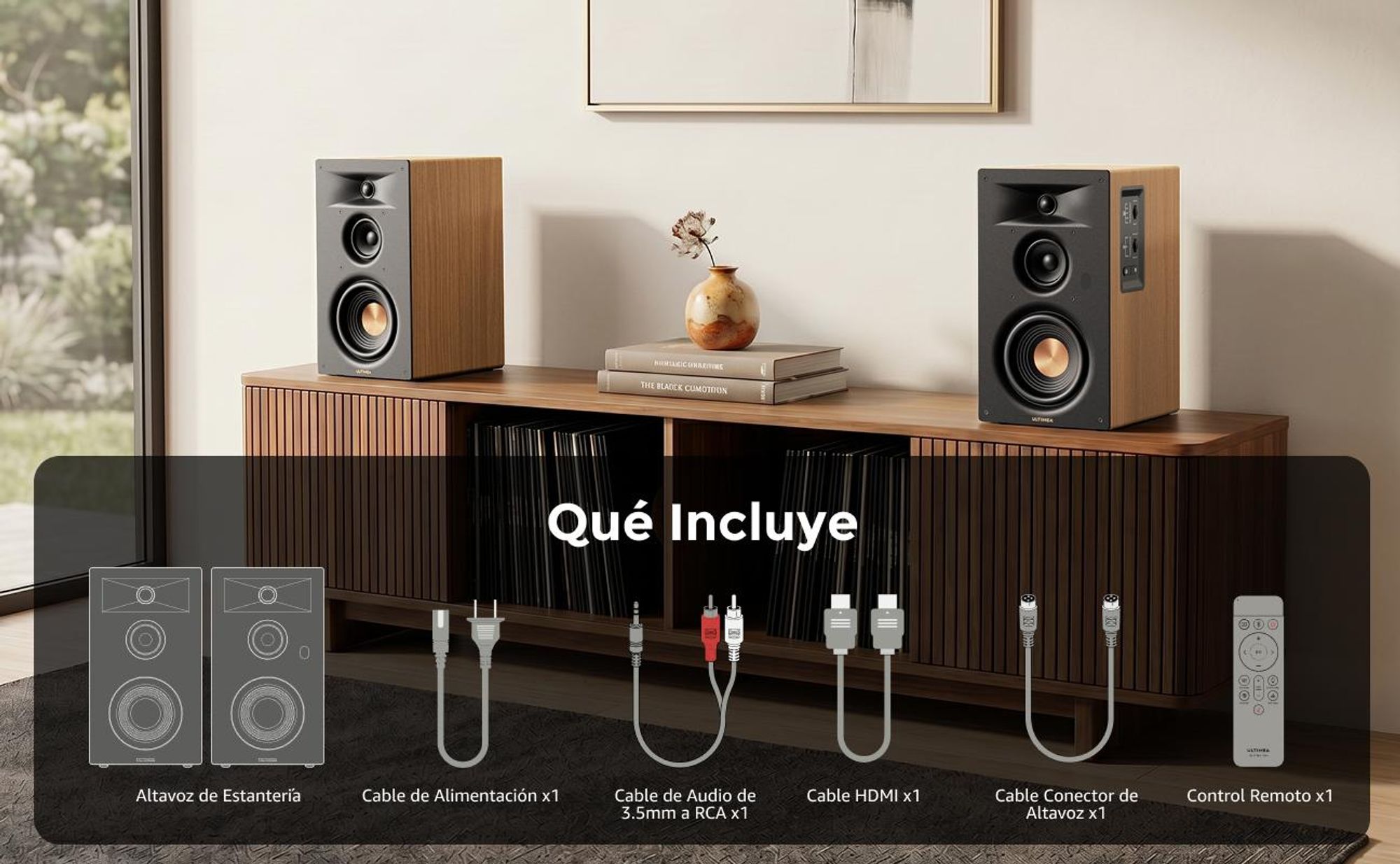 Ultimea Signature BS-30, altavoz activo de 3 vías, altavoz de estantería, tipo "bookshelf", con conexión HDMI