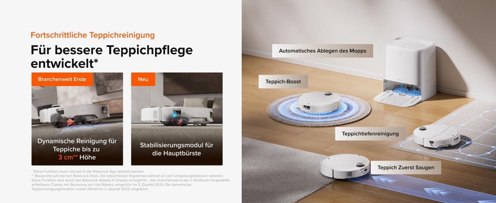Roborock Saros 20 Neo Set Saugroboter mit Wischfunktion, 36.000 Pa, Dual Zero-Tangle-System, FlexiArm Technologie 100°C Heißwasser-Moppwäsche, Weiß
