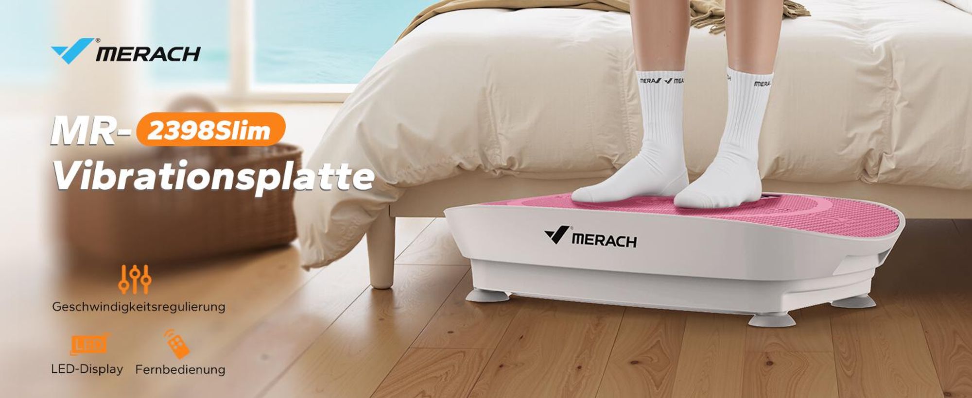 Vibrationsplatte, Mini-Vibrationsplattform mit LED-Display, 10 Intensitätsstufen, 100W, bis 136 kg, mit Fernbedienung