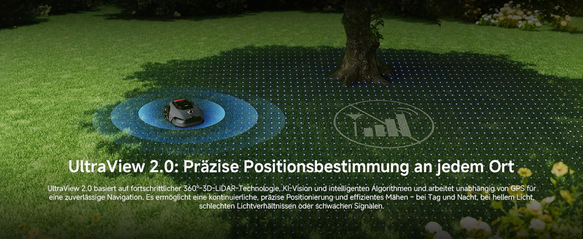 MOVA LiDAX Ultra 800 Mähroboter – 500–800㎡, 3D-LiDAR & AI Vision, 360°, 5 cm Kantenschnitt, Automatische Kartenerstellung