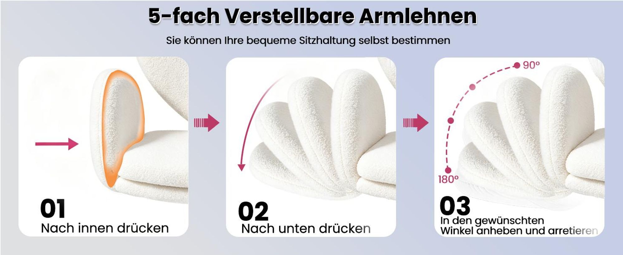 Bürostuhl Gamingstuhl mit Teddybezug, drehbar, mit klappbarer Tischplatte und Rollen, für Arbeitszimmer, Weiß