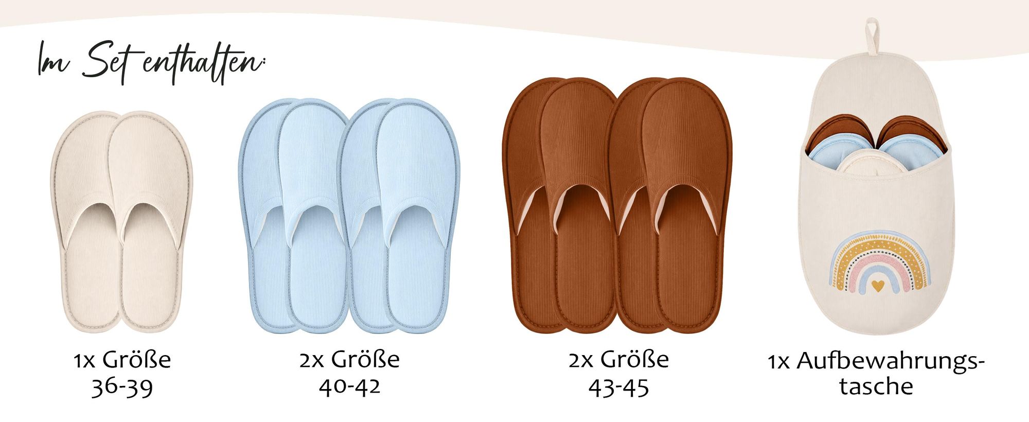 ONVAYA® Premium Gästehausschuhe Set Regenbogen | Waschbare Gästepantoffeln Rutschfest & Komfortabel | 5 Paar stilvolle Hausschuhe für Gäste | Slipper