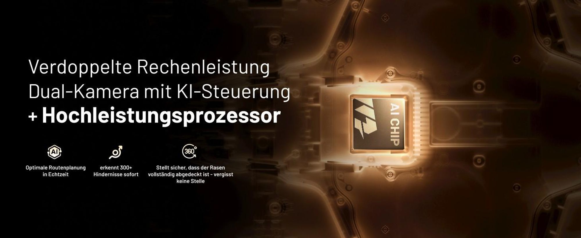 Mammotion LUBA 3 AWD 1500 Mähroboter ohne Begrenzungskabel für 1500m² 360° LiDAR + KI-Vision Rasenmähroboter 80% Steigung bis zu 15 Zonen 4G-Modul APP