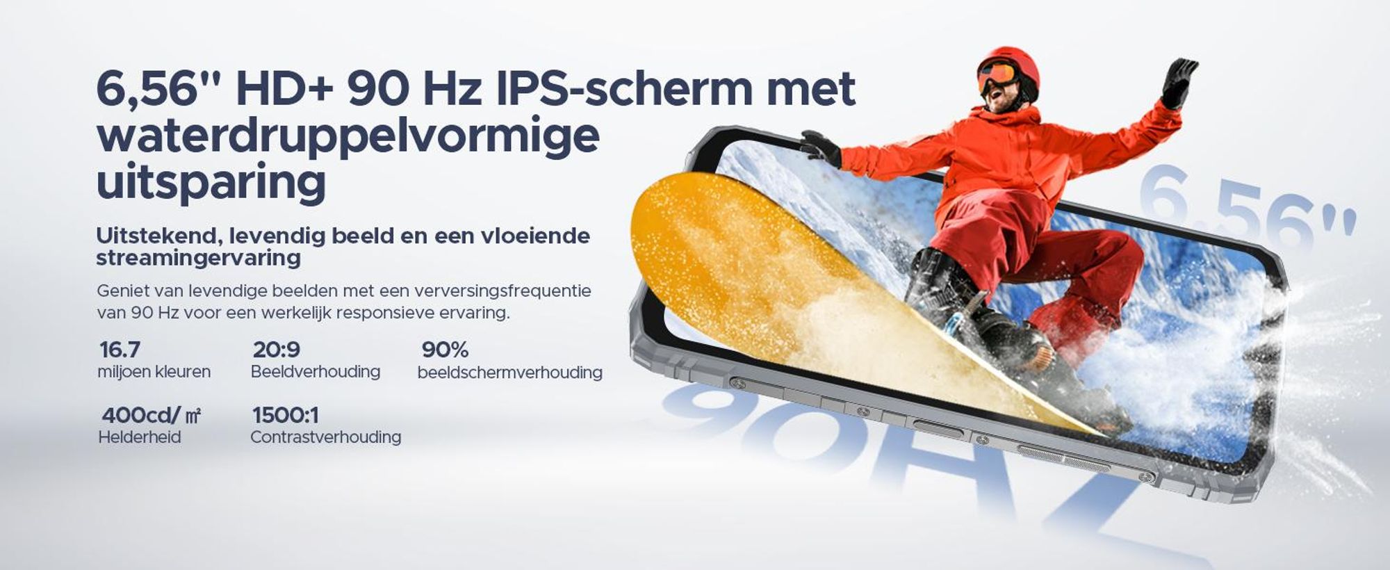 DOOGEE Blade10 Ultra Energy: Robuuste outdoor smartphone, Android 16, IP68/IP69K, 6,56" scherm met 90Hz, 6150mAh batterij, 36+128GB opslag, 64MP camera, NFC, vingerafdruksensor, zonder abonnement