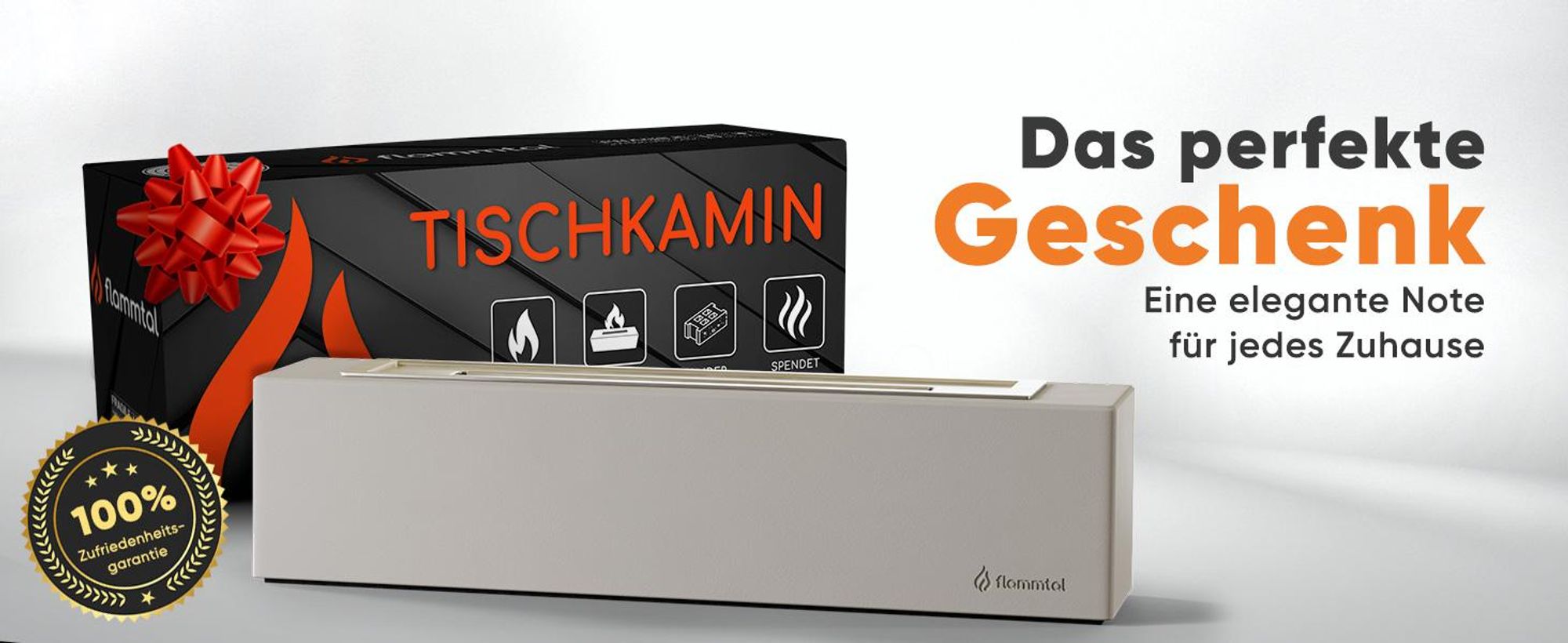 Flammtal Outdoor Bioethanol Tischfeuer XXL aus Beton, Hochwertiger Tischkamin mit verstellbarer Flamme – Tischkamin für Balkon, Terrasse & Garten
