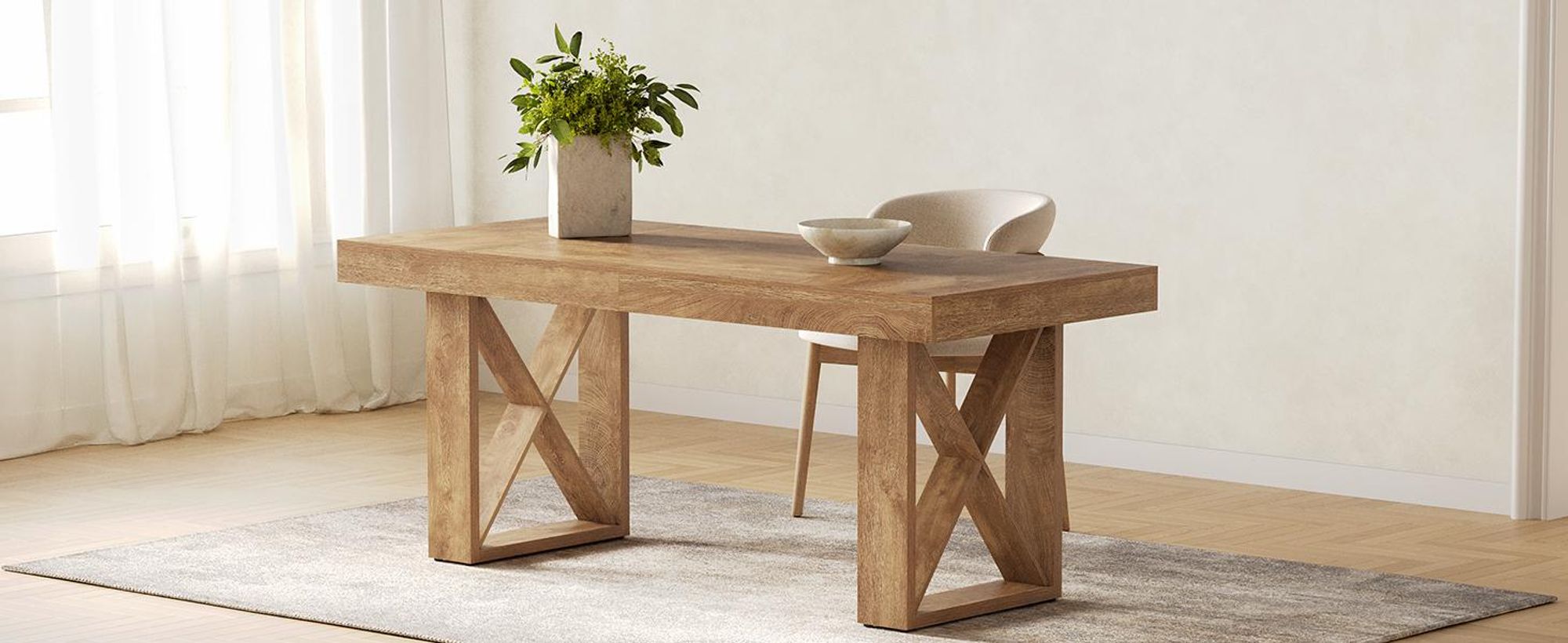Tribesigns Schreibtisch, 160 x 80 x 75 cm, PC Tisch, schlichtes Design mit dickem Holz, Büroschreibtisch Arbeitszimmer, Rustikales Braun