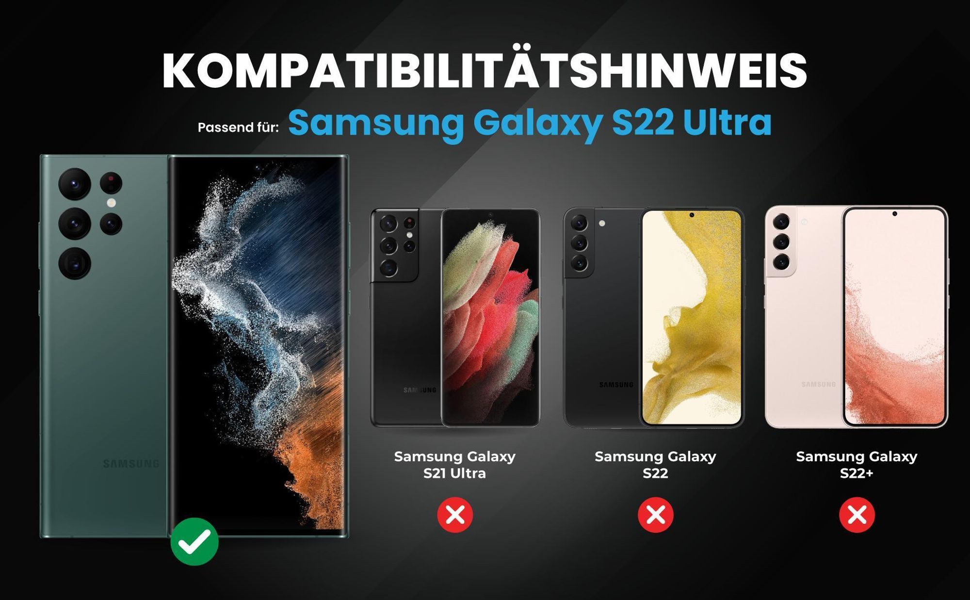 Kompatibilitätshinweise Hülle für Samsung Galaxy S22 Ultra