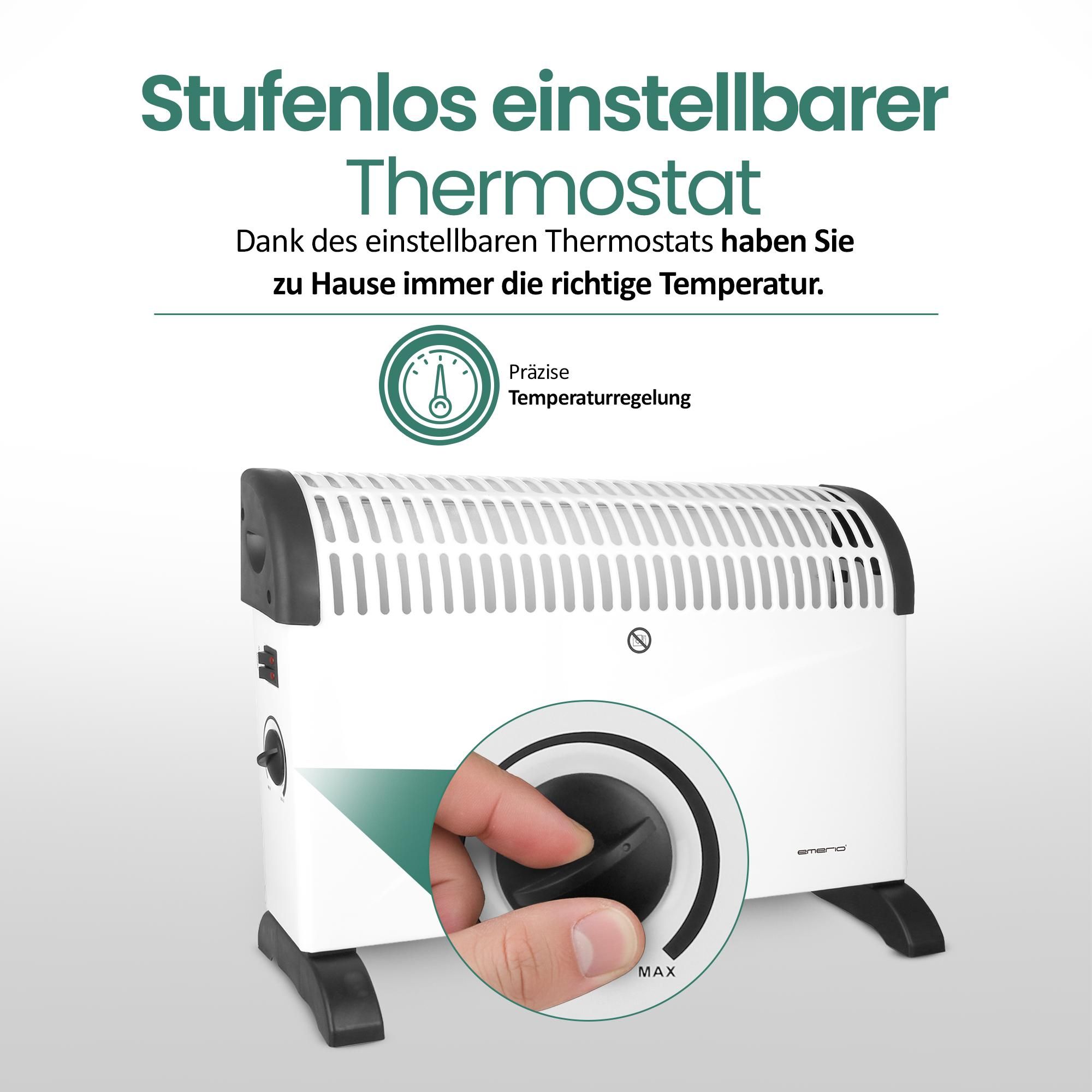 Emerio Konvektor Heizung CH-121858.2 - bis 25 m² - Überhitzungsschutz - 3 Heizstufen - 2000W - Weiß