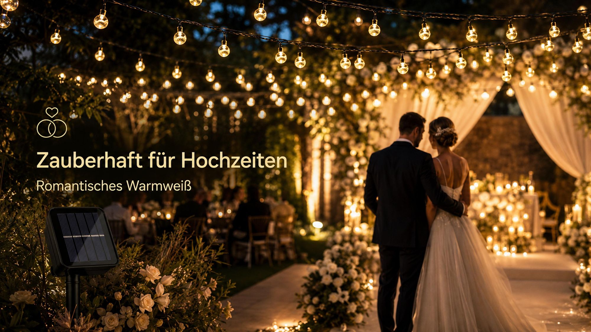 9.5M Lichterkette Außen Solar Glühbirnen LED Lichterketten, Innen Außen Weihnachten Beleuchtung Outdoor Garten Balkon Party Deko, Warmweiß