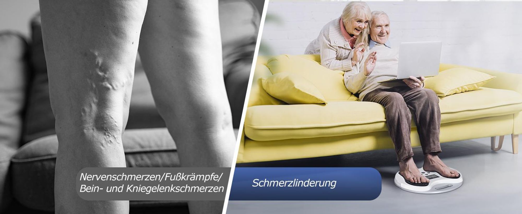 EMS Durchblutungsstimulator Fußmassagegerät | Reizstromgerät gegen Neuropathie & Schwellungen | Inkl. 4 TENS-Pads für Füße & Beine