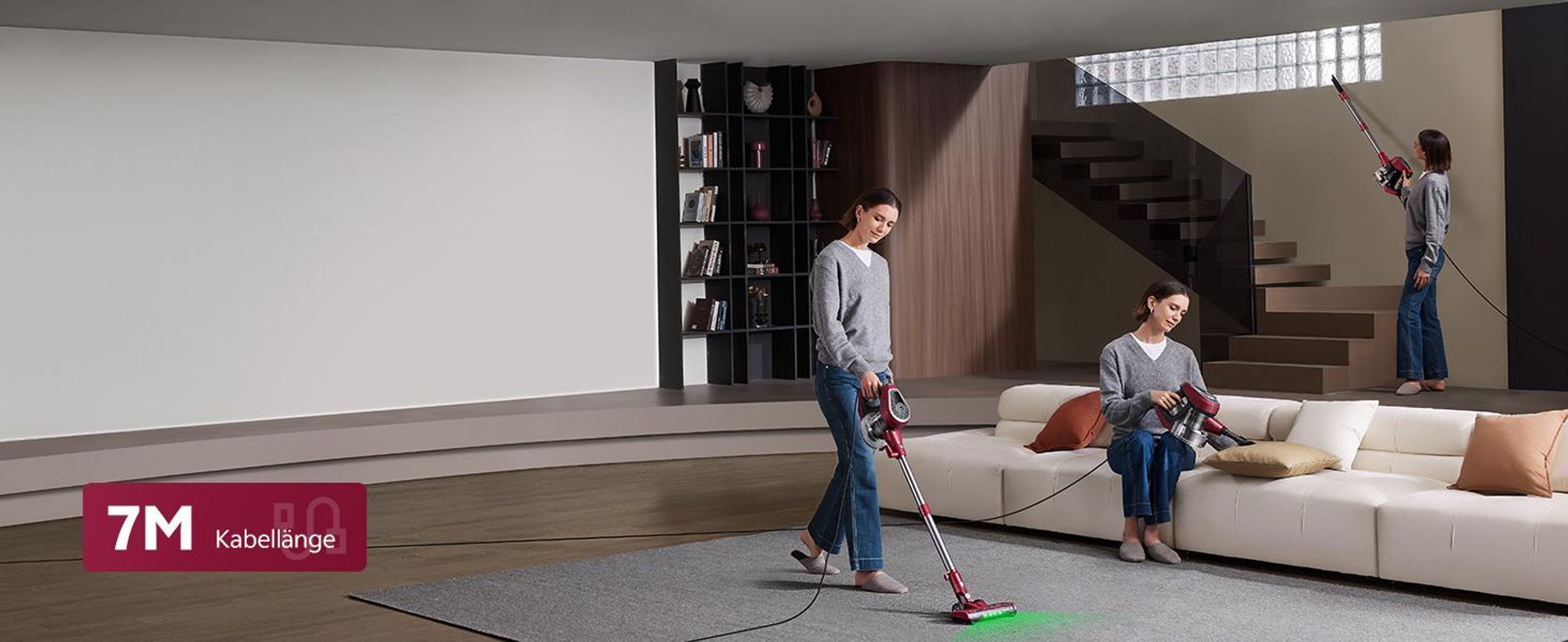Vactidy C8 Staubsauger mit Kabel 7m/60kPa/600W Handstaubsauger 1,5L Beutelloser Staubbehälter, Antiverhedderungs-Bürste für Böden Teppiche Tierhaare