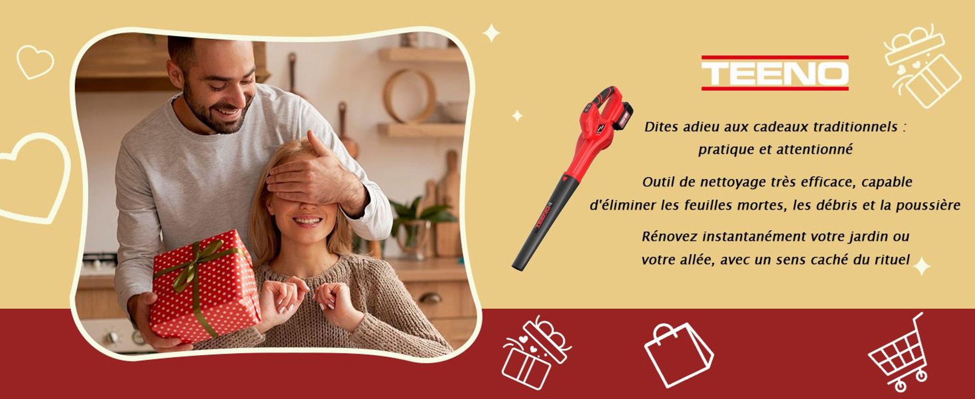 TEENO Souffleur de Feuilles Rechargeable, 21 V, 4,0 Ah, 6 Modes de Vitesse, Vitesse du Vent jusqu'à 210 km/h, Tuyau de soufflage Amovible