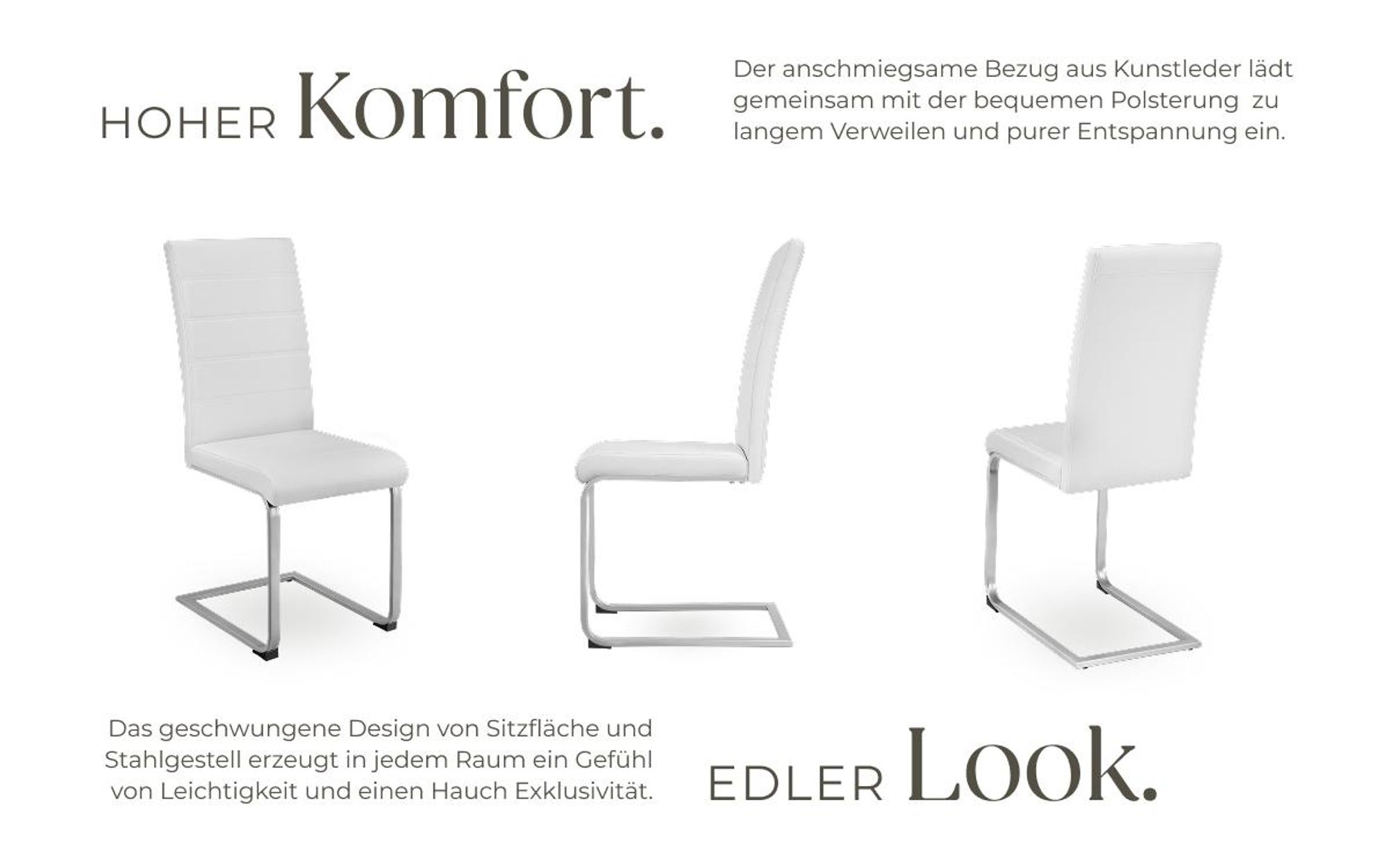 tectake® Set Schwingstuhl Bettina gepolstert mit Kunstlederbezug 41 x 52 x 99 cm