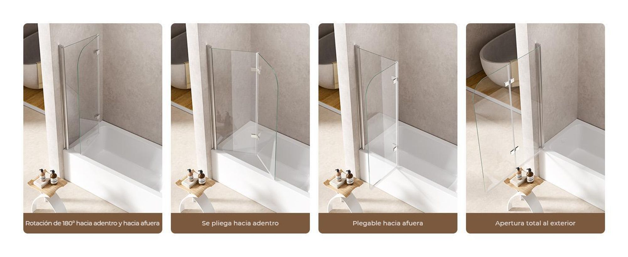 S'AFIELINA: Separador de ducha para bañera, 100 x 140 cm, panel de pared plegable de 2 piezas, cubierta para bañera fabricada con vidrio de seguridad ESG con recubrimiento NANO de 6 mm