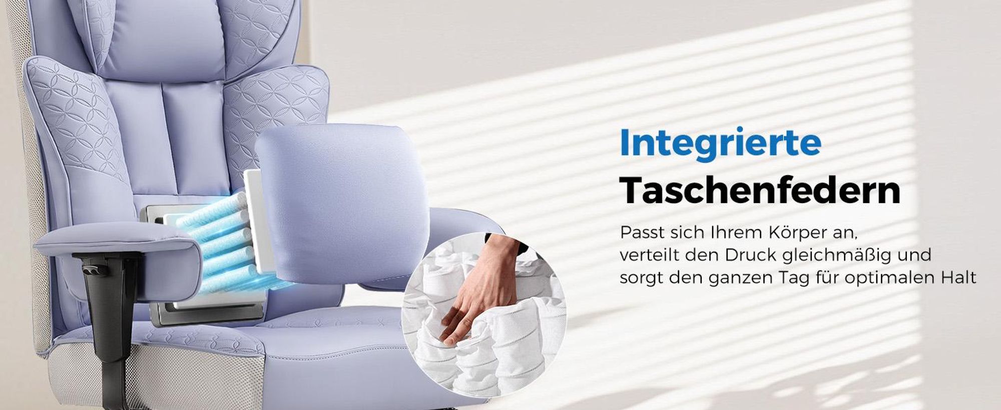 GTPLAYER Gaming Stuhl, Ergonomischer Bürostuhl mit Fußstütze, 150° Verstellbare Rückenlehne & Armlehnen, Computerstuhl Chefsessel, 180KG, lila