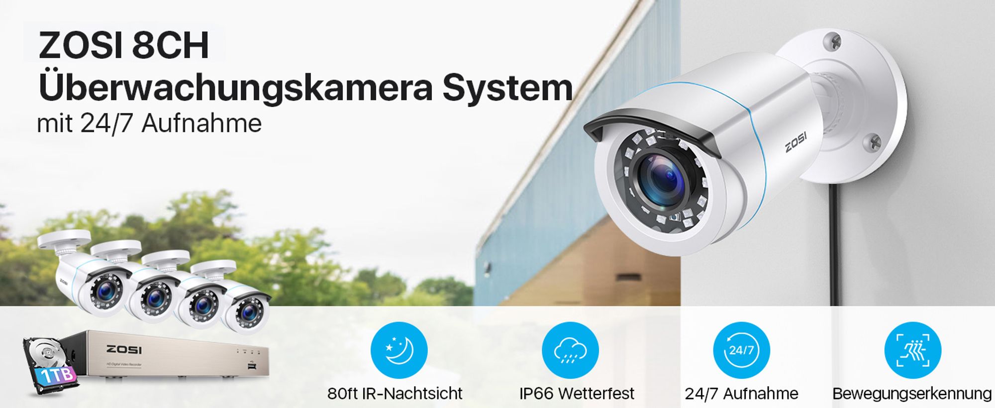 ZOSI 2MP Überwachungskamera Set