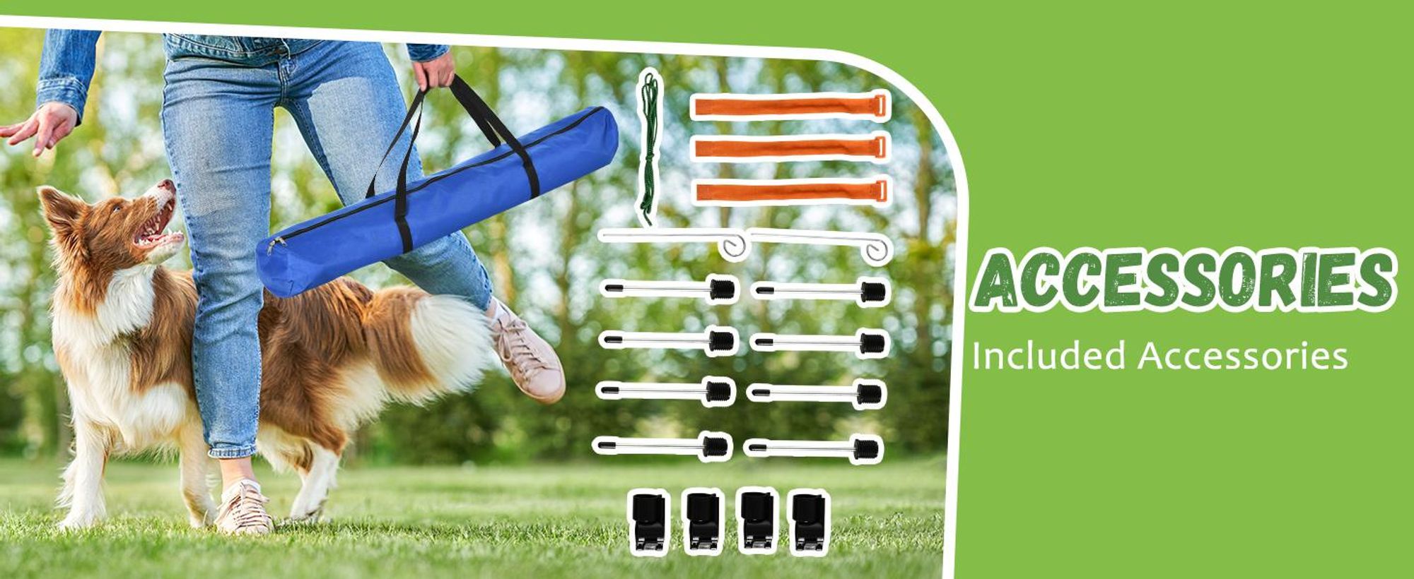 PawHut Dog Agility Training Equipment, zestaw do ćwiczeń agility, zestaw do agility dla psów, slalom z przeszkodami dla psów, 3 w 1, strefa treningowa dla psów, niebiesko-czerwona
