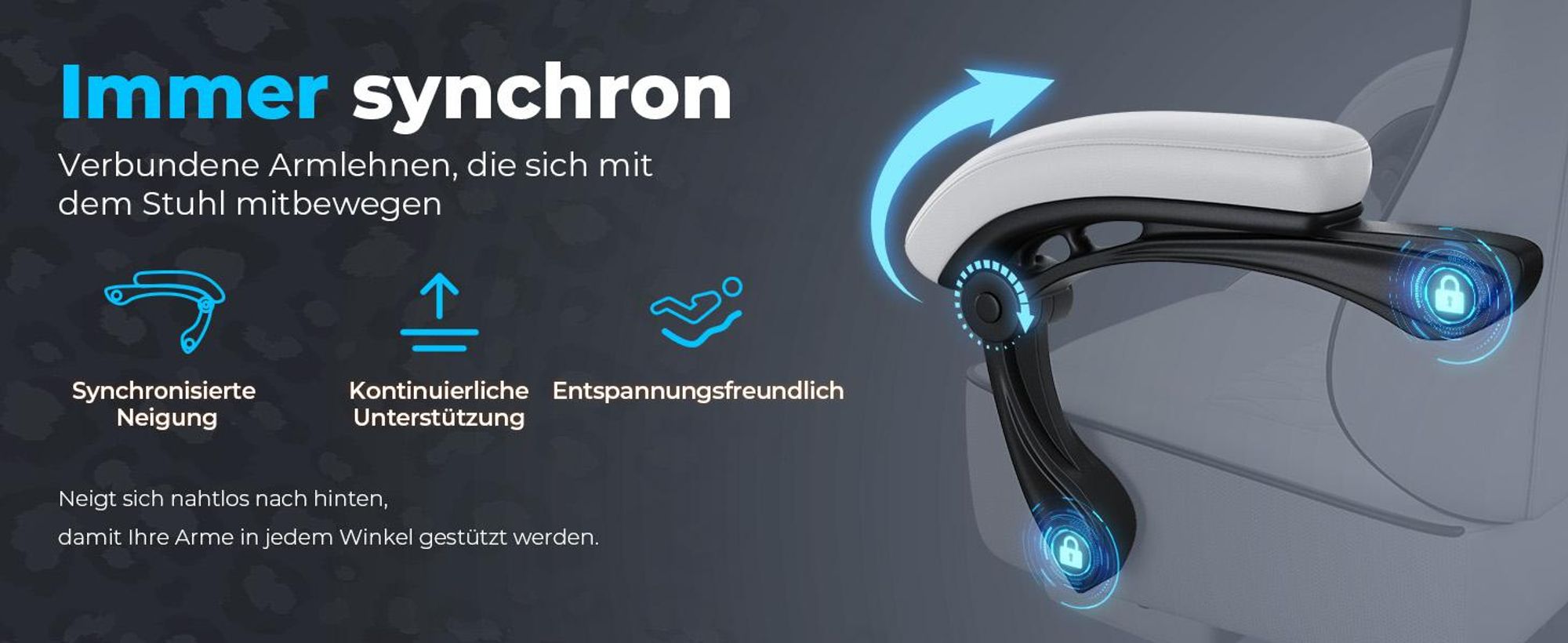 GTPLAYER GamingStuhl, Bürostuhl, Ergonomischer Pc Stuhl, Höhenverstellbarer Drehstuhl, Armlehnen mit Synchronmechanik, Lendenkissen, Kopfkissen