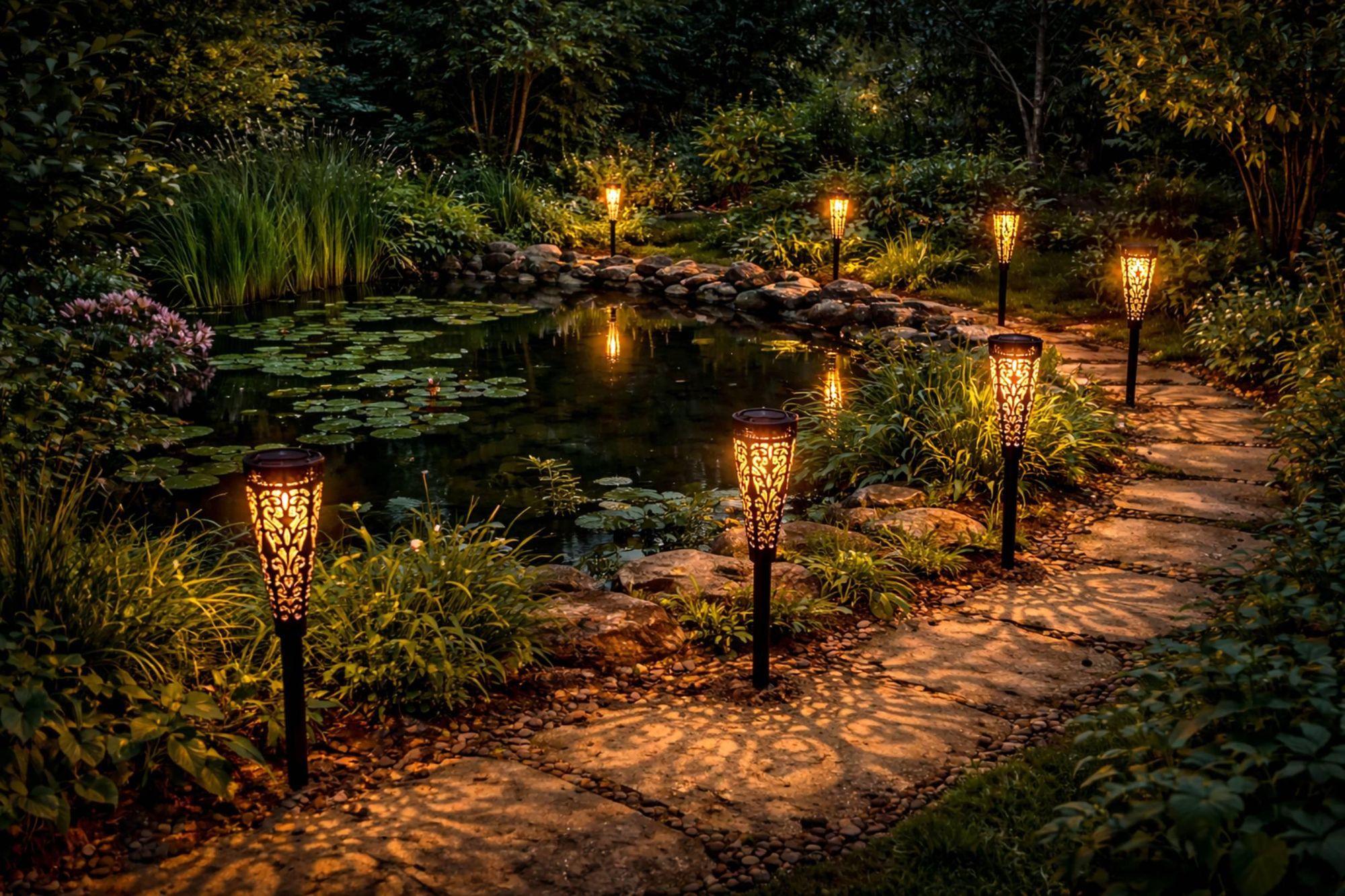 LUMILED Solarleuchte Garten LED 2700K Warmweiß, IP44 Spritzwasserdicht, Gartenfackel Solar Flamme Wegeleuchte Solarlampe Außen, Dekolampe für Weg, Terrasse, Balkon, Rasen