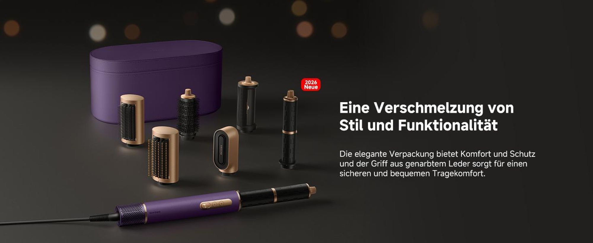 Dreame AirStyle Pro,7in1-Multistyler,Schnelltrocknend,2 Lockenaufsätze,Volumen für das Haar,glättende Bürste,Kräusel-Reduzierung,2026Neue Version,Lila