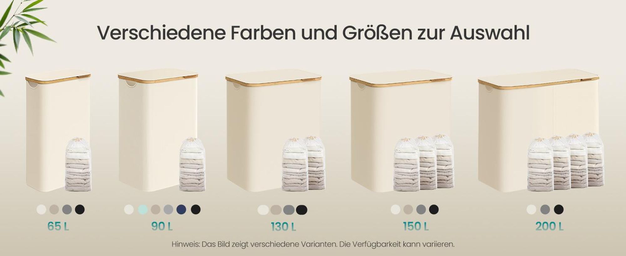 SONGMICS Wäschekorb mit Deckel, Wäschesammler mit 4 Fächern, 200 L, herausnehmbarer Wäschesack