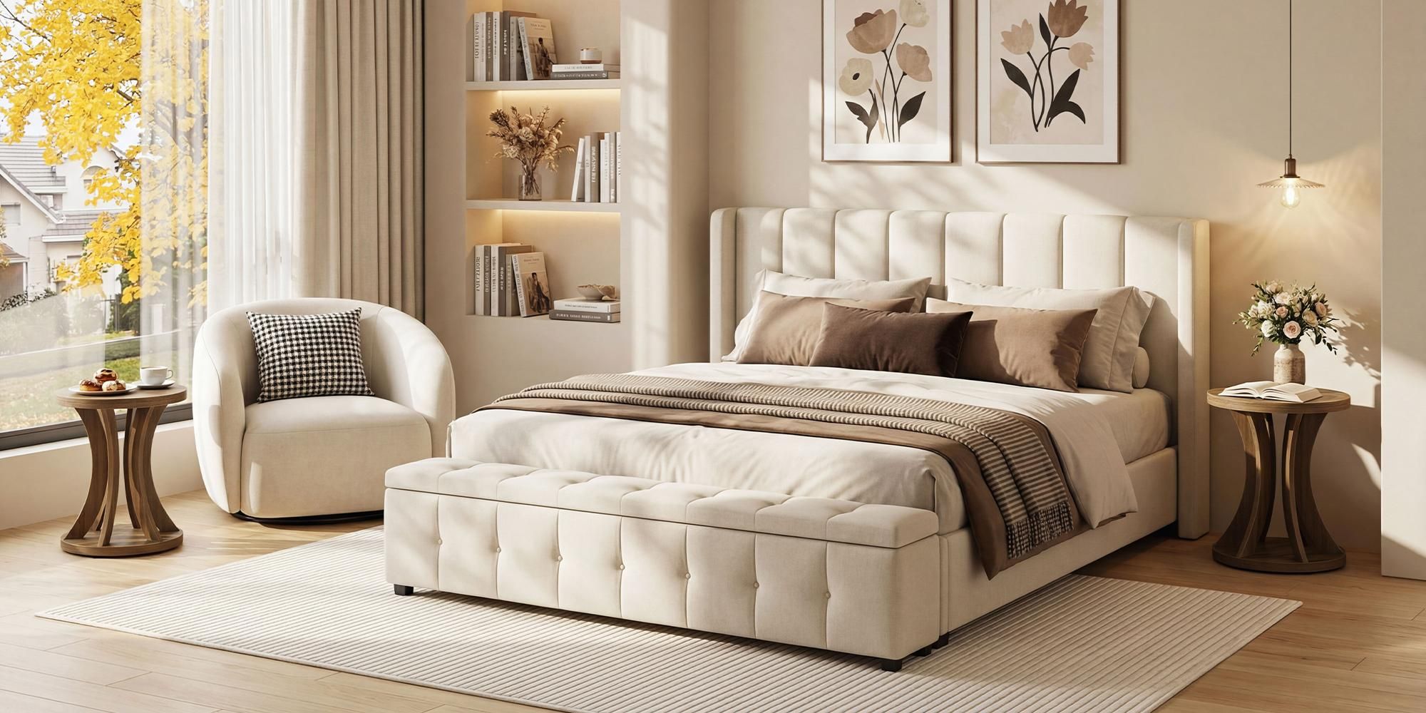 Beistelltisch 50cm Runder Couchtisch mit geschwungenem, Nachttisch im Landhausstil