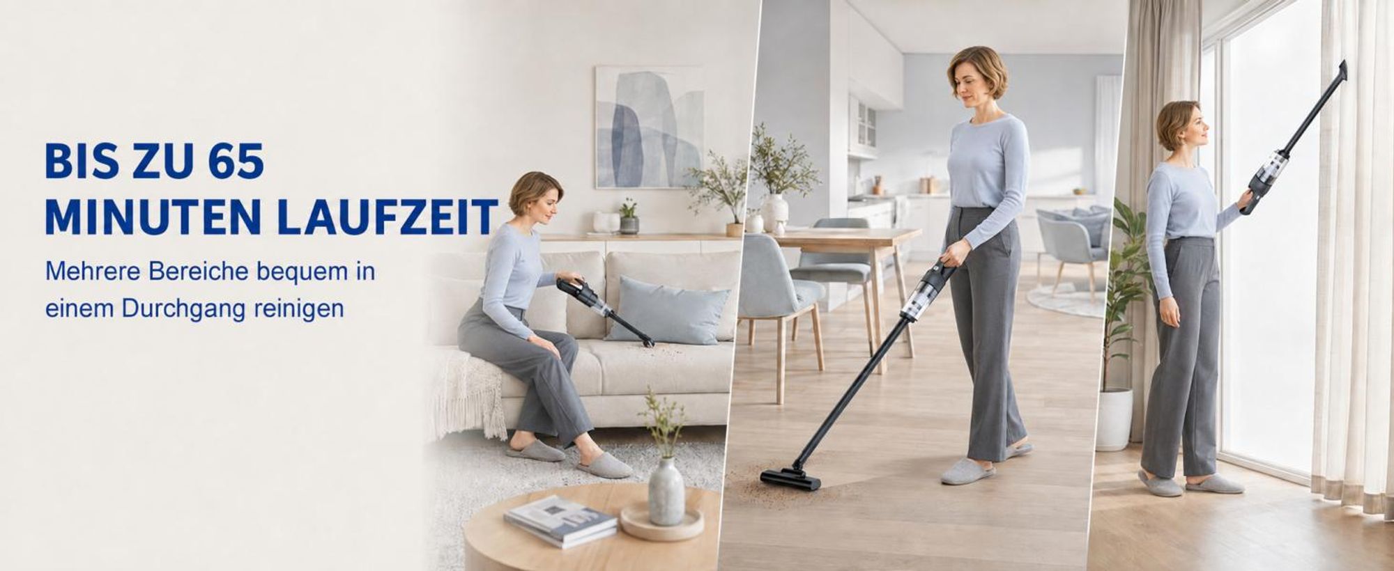 Akku-Staubsauger,Stielstaubsauger,6300Pa Handstaubsauger,5-in-1 Kabelloser Staubsauger mit leistungsstarker Saugkraft, Für Harte Böden Teppich