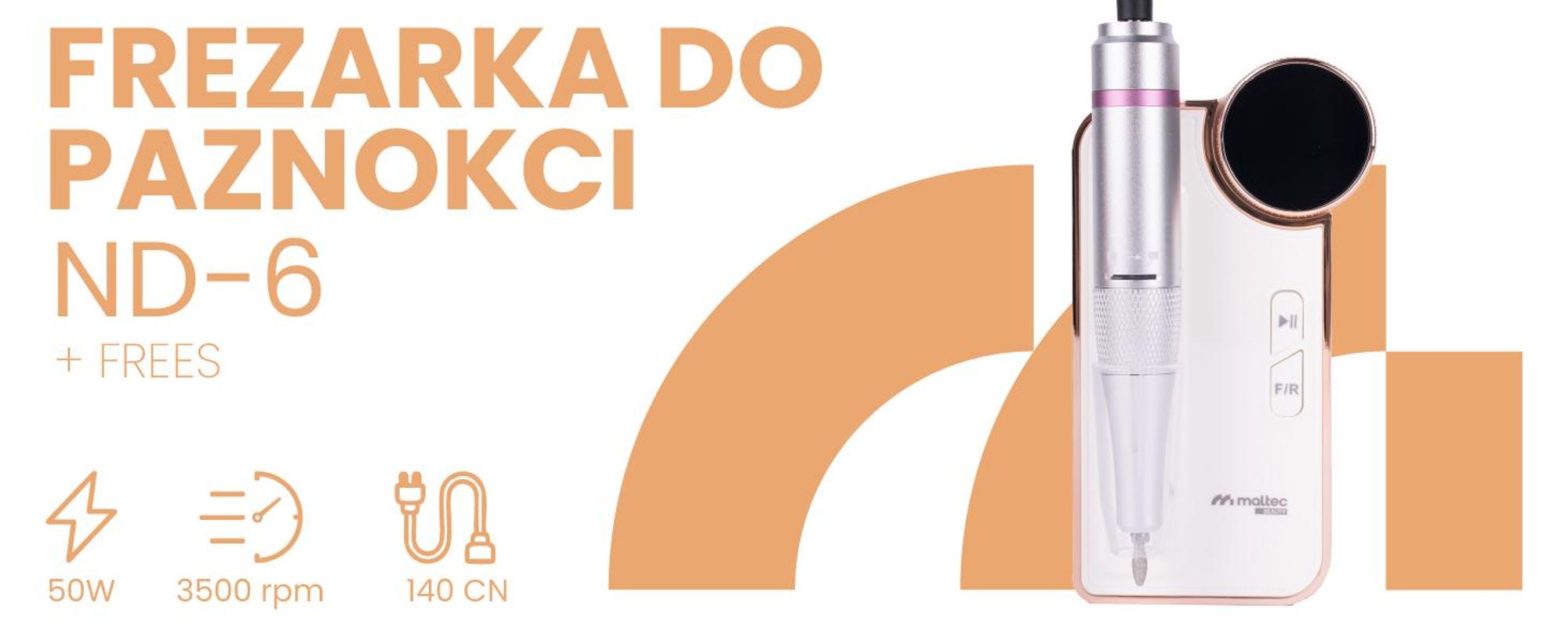 Maltec Beauty Frezarka do paznokci ND-6 + frezy
