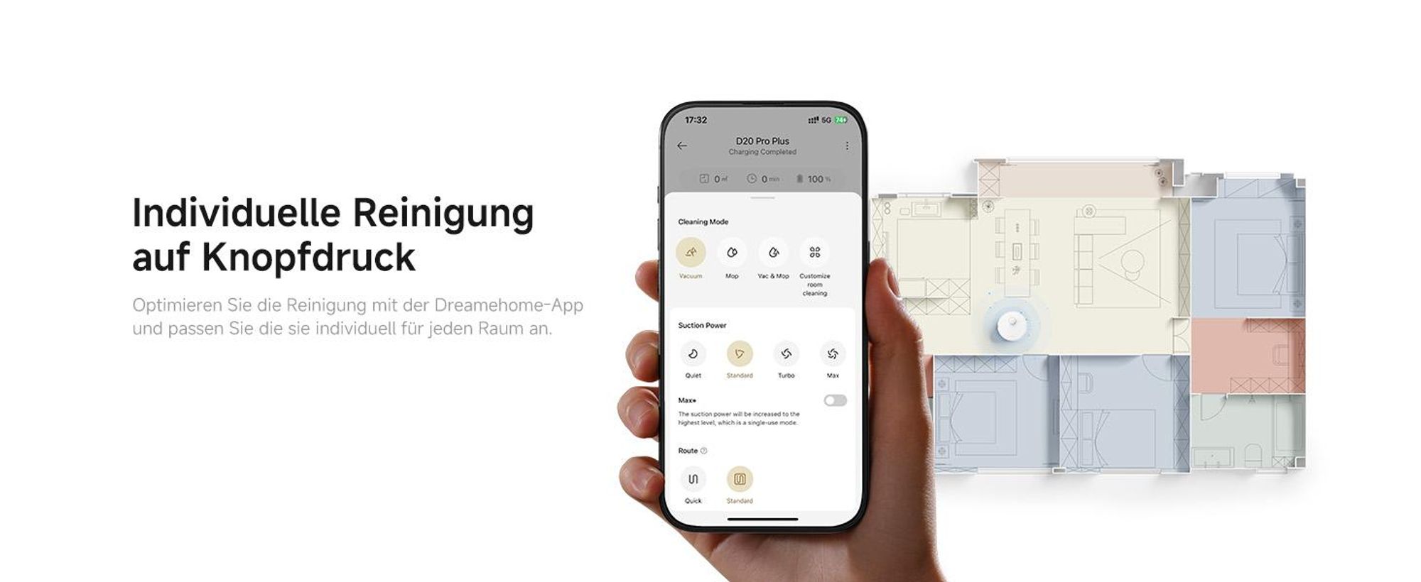 Dreame D20ProPlus Staubsauger Roboter mit Wischfunktion&Hebemopp,13KPa Saugkraft,LDS-Navigation,DuoRoller Bürste,Eckenrein,Selbstentl,All-in-One Dock