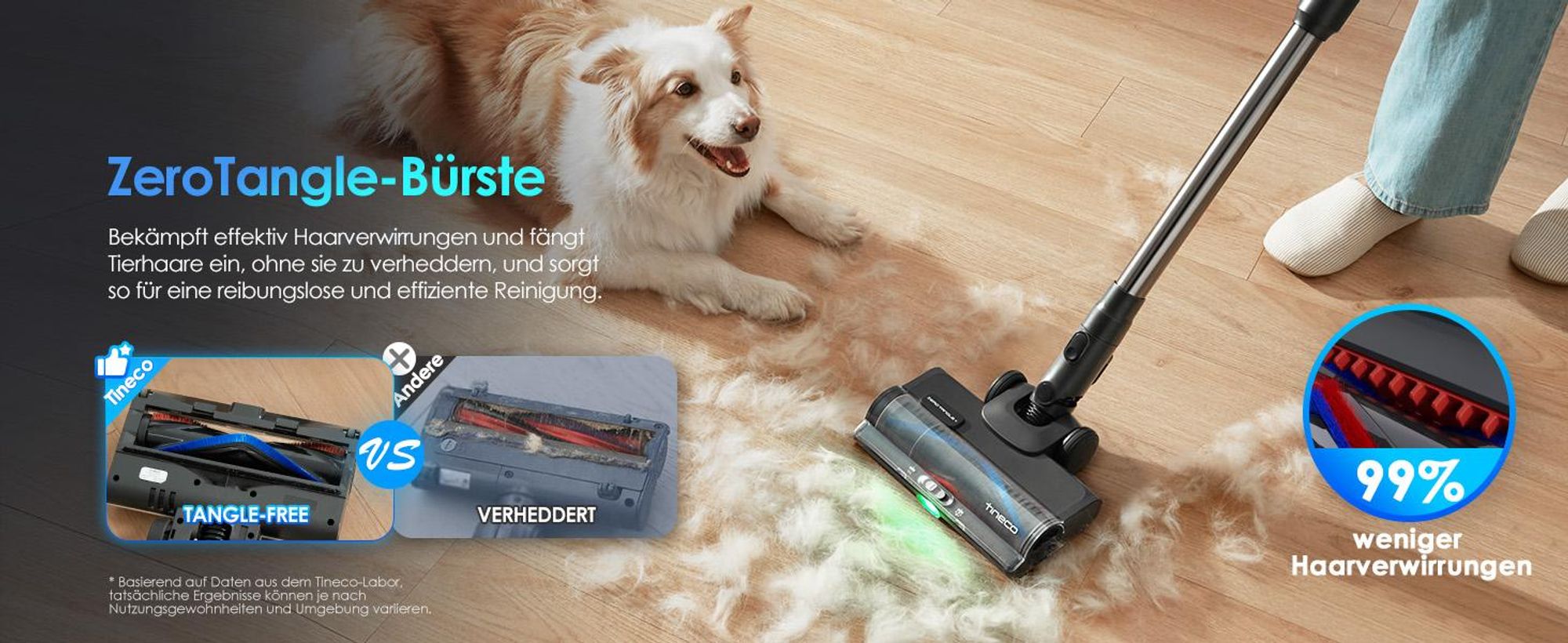 Tineco PURE ONE S50 Pro Akku Staubsauger, 200AW Saugleistung, iLoop, bis zu 95 Min. ZeroTangle-Bürste Handstaubsauger für Großschmutz sowie Tierhaare