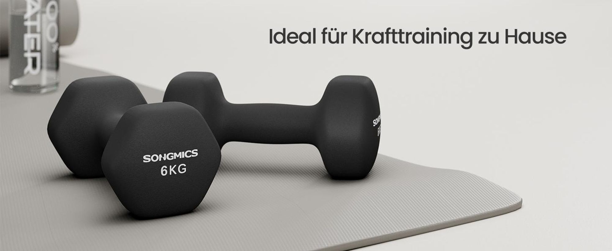 SONGMICS Hanteln, 2er Set, 2 x 6 kg, Hantelset, Kurzhanteln, Hexagon, Neopren-Beschichtung, Krafttraining, Workout, Fitnesstraining, für Zuhause