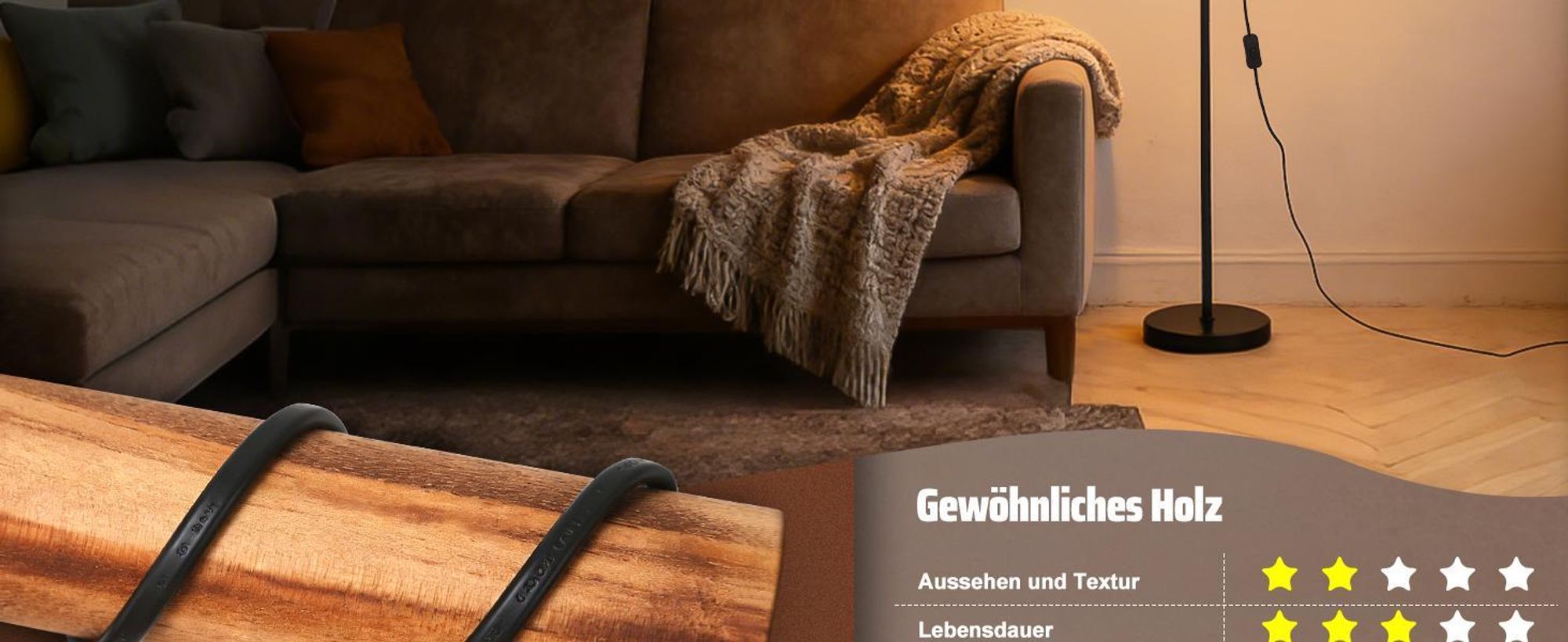 ZMH Stehlampe Wohnzimmer Holz Stehleuchte 3 flammig Wohnzimmerlampe Stehend Standlampe Leselampe Bodenlampe für Schlafzimmer Ohne Leuchtmittel